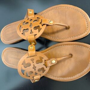 Tory Burch Brown Miller Leather Thong Sandals